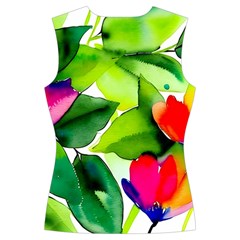 Watercolor Flowers Leaves Foliage Nature Floral Spring Women s Cut Out Long Sleeve T Back