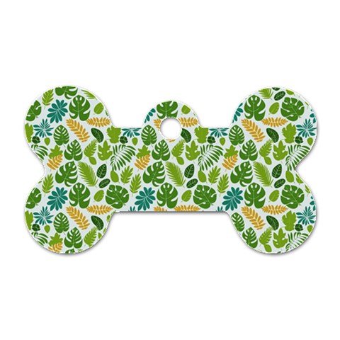 Leaves Tropical Background Pattern Green Botanical Texture Nature Foliage Dog Tag Bone (One Side) from ArtsNow.com Front