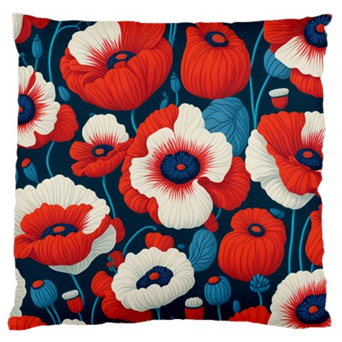 Red Poppies Flowers Art Nature Pattern Large Cushion Case (Two Sides) from ArtsNow.com Front