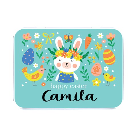 Personalized Easter Name Flip Top Metal Box Flip Top Metal Box (Silver)   from ArtsNow.com Front