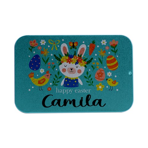 Personalized Easter Name Open Lip Metal Box Open Lid Metal Box (Silver)   from ArtsNow.com Front