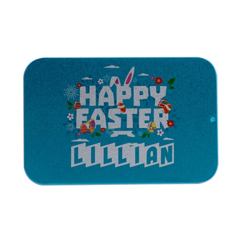 Personalized Easter Name Open Lip Metal Box Open Lid Metal Box (Silver)   from ArtsNow.com Front