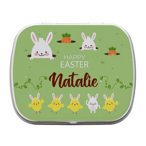 Personalized Easter Name Small Metal Box Small Metal Box (White) from ArtsNow.com Front