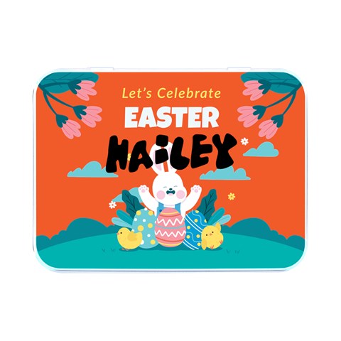 Personalized Easter Name Flip Top Metal Box Flip Top Metal Box (Silver)   from ArtsNow.com Front