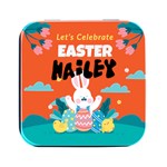 Personalized Easter Name Square Metal Box Square Metal Box (Black)