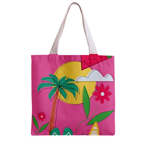 Ocean Watermelon Vibes Summer Surfing Sea Fruits Organic Fresh Beach Nature Zipper Grocery Tote Bag from ArtsNow.com Front