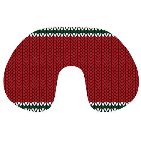 Christmas Pattern, Fabric Texture, Knitted Red Background Travel Neck Pillow from ArtsNow.com Front