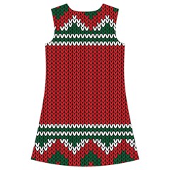 Christmas Pattern, Fabric Texture, Knitted Red Background Kids  Short Sleeve Velvet Dress from ArtsNow.com Back