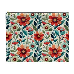 Flowers Flora Floral Background Pattern Nature Seamless Bloom Background Wallpaper Spring Cosmetic Bag (XL) from ArtsNow.com Front