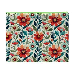 Flowers Flora Floral Background Pattern Nature Seamless Bloom Background Wallpaper Spring Cosmetic Bag (XL) from ArtsNow.com Back