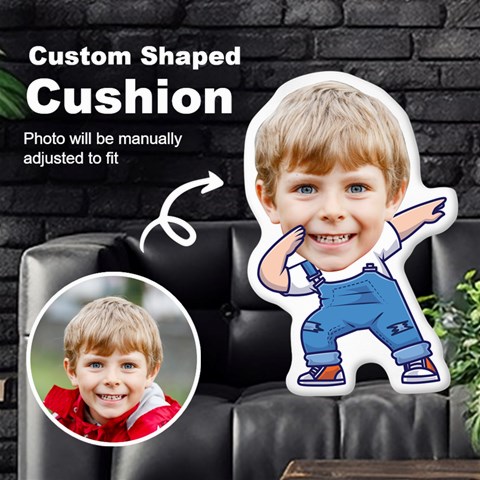 Personalized Photo in Dabbing Kid Cartoon Style Custom Shaped Cushion Cut To Shape Cushion Case from ArtsNow.com Front