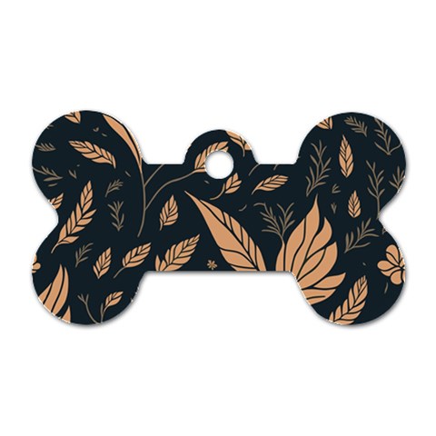 Background Pattern Leaves Texture Dog Tag Bone (One Side) from ArtsNow.com Front