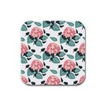 Flowers Hydrangeas Rubber Square Coaster (4 pack)