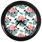 Flowers Hydrangeas Wall Clock (Black)