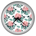 Flowers Hydrangeas Wall Clock (Silver)