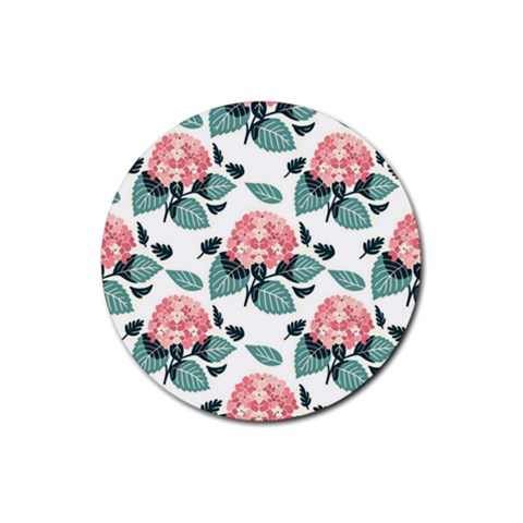 Flowers Hydrangeas Rubber Round Coaster (4 pack) from ArtsNow.com Front