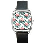 Flowers Hydrangeas Square Metal Watch