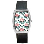 Flowers Hydrangeas Barrel Style Metal Watch