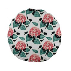 Flowers Hydrangeas Standard 15  Premium Flano Round Cushions from ArtsNow.com Front