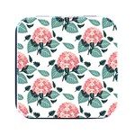 Flowers Hydrangeas Square Metal Box (Black)