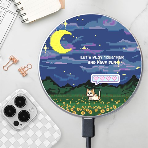 Personalized Pixel Game Name Wireless Fast Charger Wireless Fast Charger(White) from ArtsNow.com Front