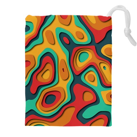 Paper Cut Abstract Pattern Drawstring Pouch (4XL) from ArtsNow.com Front