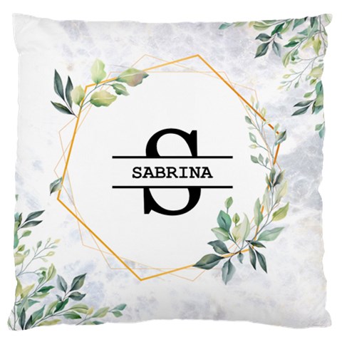 Personalized Initial Name Floral Large Cushion Case Large Cushion Case (One Side) from ArtsNow.com Front