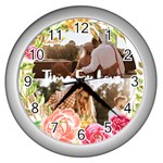 Personalized Colorful Flower Photo Wall Clock Wall Clock (Silver)