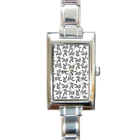 Erotic Pants Motif Black And White Graphic Pattern Black Backgrond Rectangle Italian Charm Watch from ArtsNow.com Front