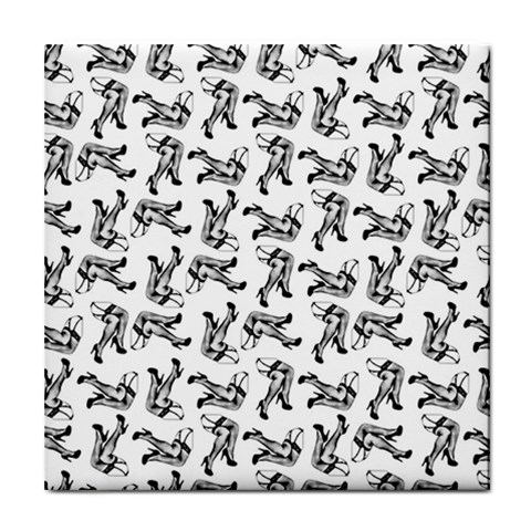 Erotic Pants Motif Black And White Graphic Pattern Black Backgrond Tile Coaster from ArtsNow.com Front