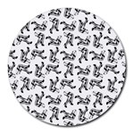 Erotic Pants Motif Black And White Graphic Pattern Black Backgrond Round Mousepad