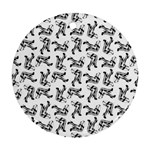 Erotic Pants Motif Black And White Graphic Pattern Black Backgrond Ornament (Round)