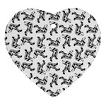 Erotic Pants Motif Black And White Graphic Pattern Black Backgrond Ornament (Heart)