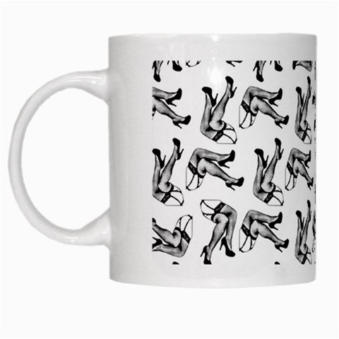 Erotic Pants Motif Black And White Graphic Pattern Black Backgrond White Mug from ArtsNow.com Left