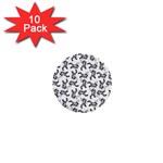 Erotic Pants Motif Black And White Graphic Pattern Black Backgrond 1  Mini Buttons (10 pack) 