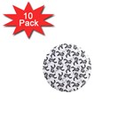 Erotic Pants Motif Black And White Graphic Pattern Black Backgrond 1  Mini Magnet (10 pack) 