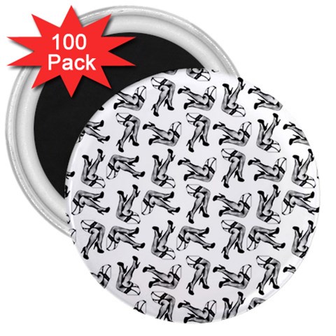 Erotic Pants Motif Black And White Graphic Pattern Black Backgrond 3  Magnets (100 pack) from ArtsNow.com Front