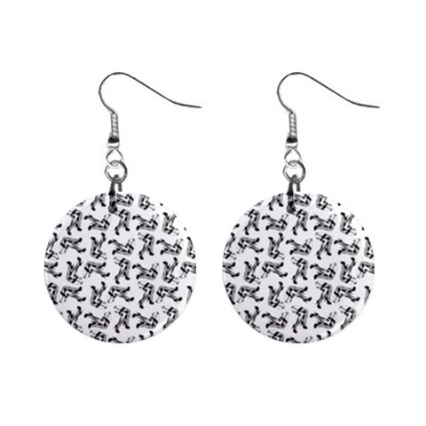 Erotic Pants Motif Black And White Graphic Pattern Black Backgrond Mini Button Earrings from ArtsNow.com Front