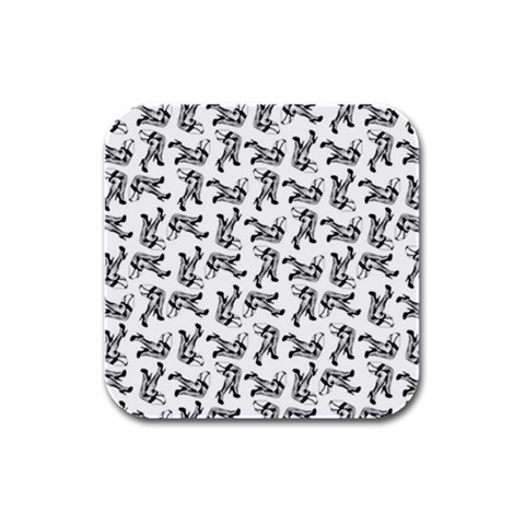 Erotic Pants Motif Black And White Graphic Pattern Black Backgrond Rubber Square Coaster (4 pack) from ArtsNow.com Front