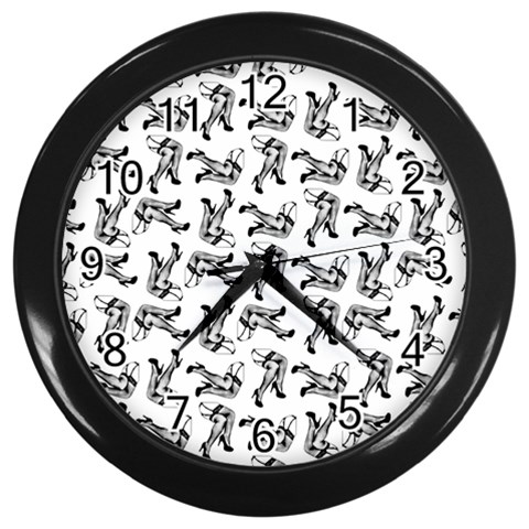 Erotic Pants Motif Black And White Graphic Pattern Black Backgrond Wall Clock (Black) from ArtsNow.com Front