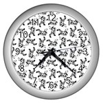 Erotic Pants Motif Black And White Graphic Pattern Black Backgrond Wall Clock (Silver)