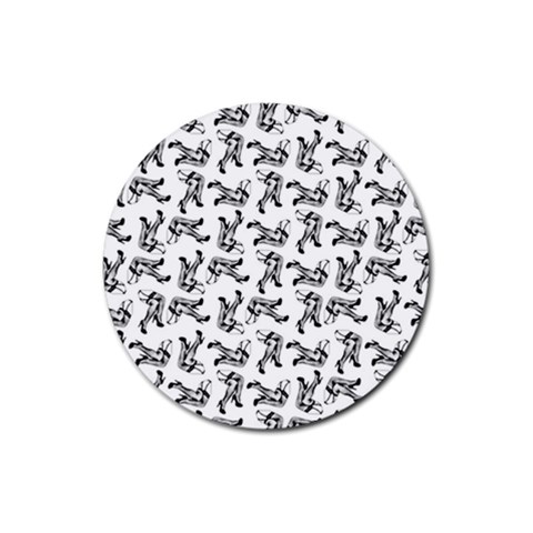 Erotic Pants Motif Black And White Graphic Pattern Black Backgrond Rubber Coaster (Round) from ArtsNow.com Front