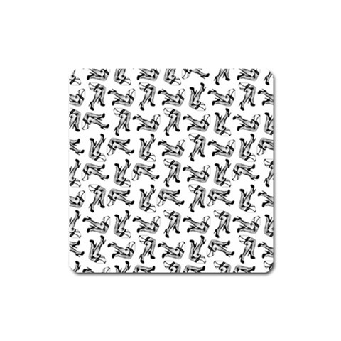 Erotic Pants Motif Black And White Graphic Pattern Black Backgrond Square Magnet from ArtsNow.com Front