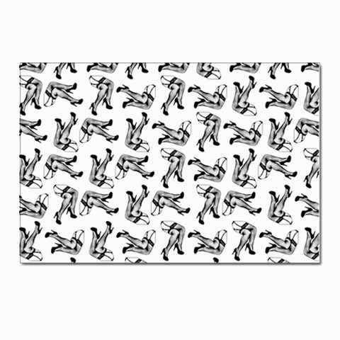 Erotic Pants Motif Black And White Graphic Pattern Black Backgrond Postcards 5  x 7  (Pkg of 10) from ArtsNow.com Front