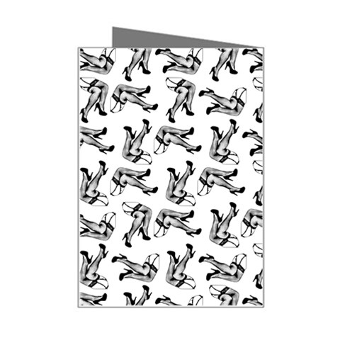 Erotic Pants Motif Black And White Graphic Pattern Black Backgrond Mini Greeting Card from ArtsNow.com Right