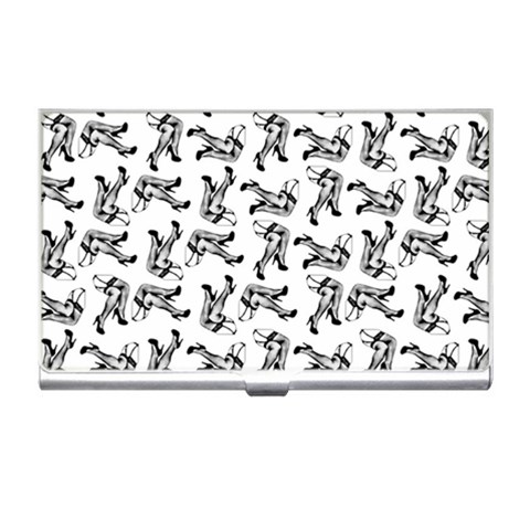 Erotic Pants Motif Black And White Graphic Pattern Black Backgrond Business Card Holder from ArtsNow.com Front