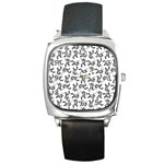 Erotic Pants Motif Black And White Graphic Pattern Black Backgrond Square Metal Watch