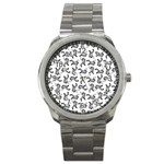 Erotic Pants Motif Black And White Graphic Pattern Black Backgrond Sport Metal Watch