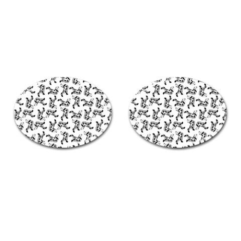 Erotic Pants Motif Black And White Graphic Pattern Black Backgrond Cufflinks (Oval) from ArtsNow.com Front(Pair)