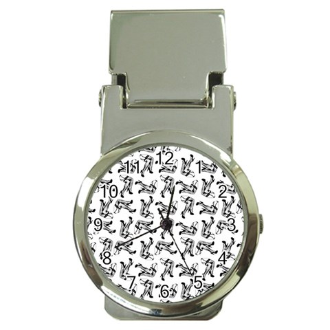 Erotic Pants Motif Black And White Graphic Pattern Black Backgrond Money Clip Watches from ArtsNow.com Front